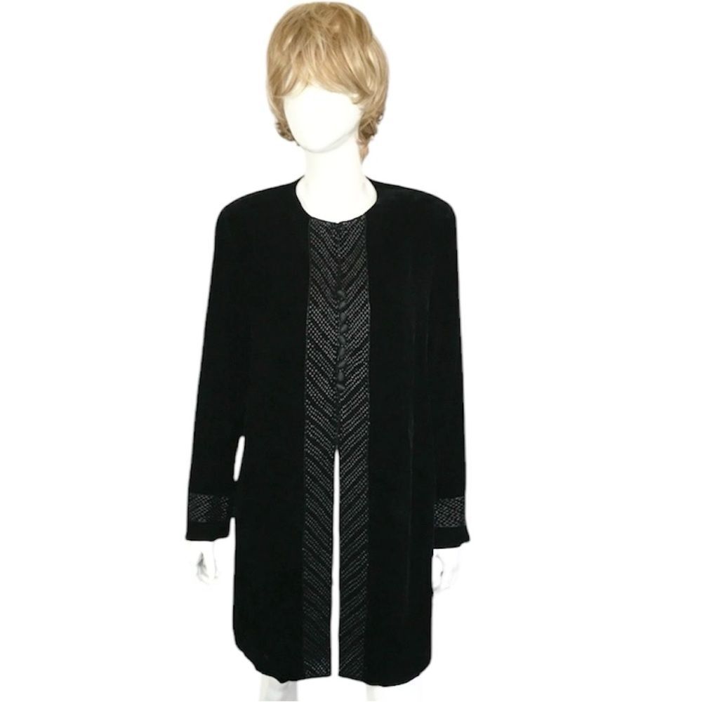 Rickie Freeman Vintage 80’s Black Beaded Silk Blend Long Sleeve Blouse Jacket 10
